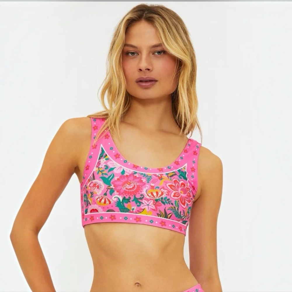 Beach Riot Francis Bikini Top XL Passion Flor Multi Scoop Neck Medium Support